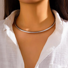 Punk Metal Torques for Women Gothic Golden Silver Color Smooth Chain Collar Fashion Choker Necklace Retro Personality Jewelry