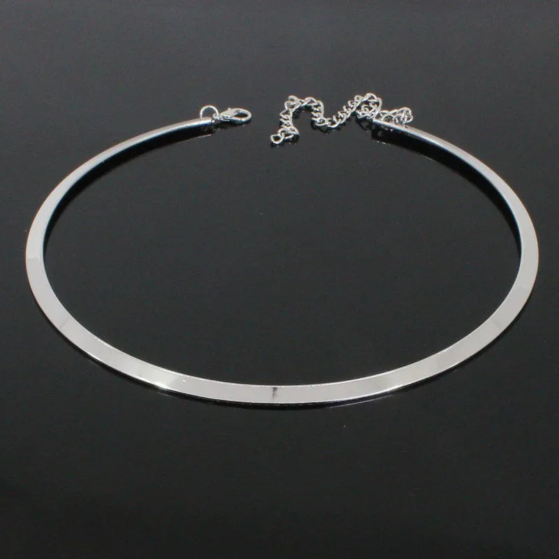 Punk Metal Torques for Women Gothic Golden Silver Color Smooth Chain Collar Fashion Choker Necklace Retro Personality Jewelry