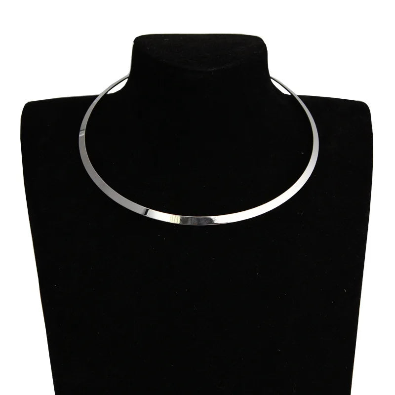 Punk Metal Torques for Women Gothic Golden Silver Color Smooth Chain Collar Fashion Choker Necklace Retro Personality Jewelry