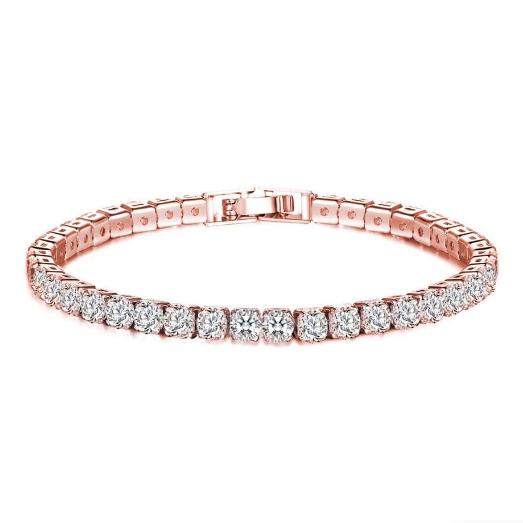 925 Sterling Silver 4mm Tennis Bracelet Inlaid With Zircon Crystal Electroplated 18k Gold Luxury Fashion Women's Gift
