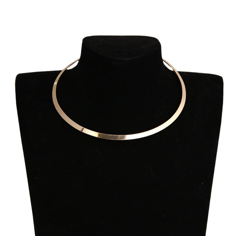 Punk Metal Torques for Women Gothic Golden Silver Color Smooth Chain Collar Fashion Choker Necklace Retro Personality Jewelry